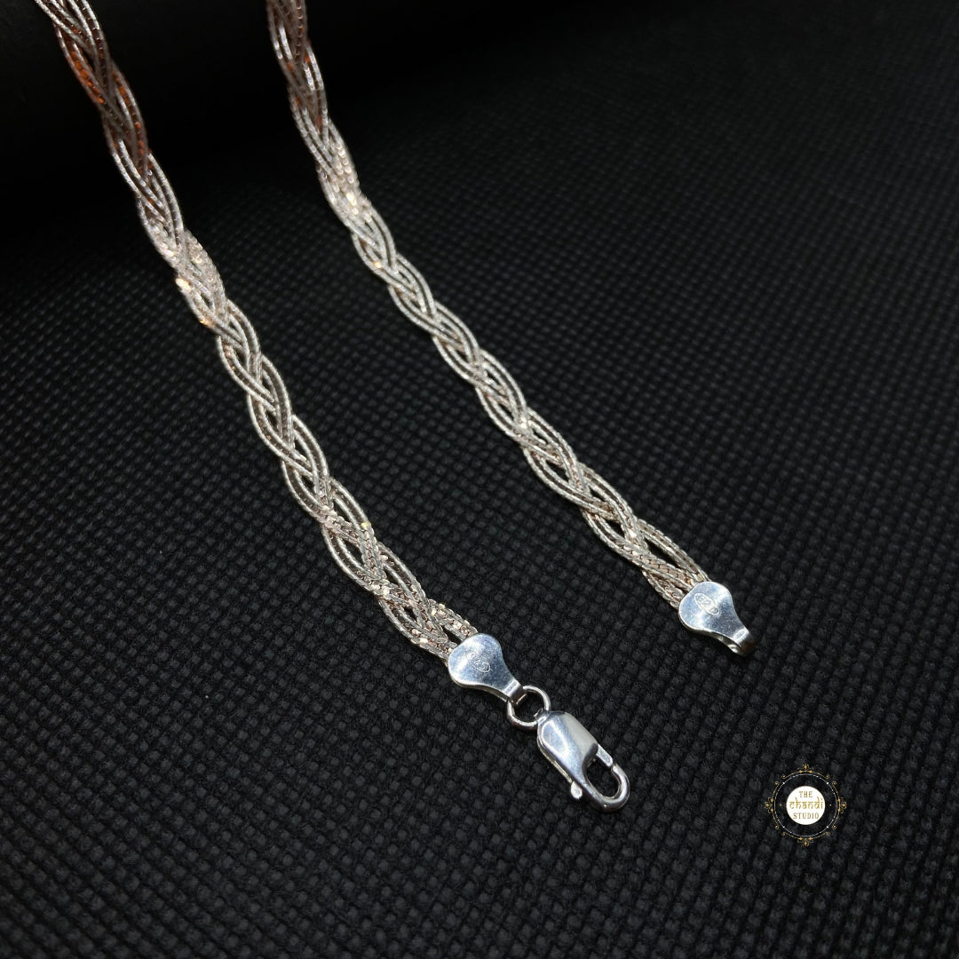 Sterling Silver Dual Tone Plain Anklet