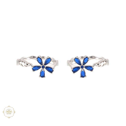 Sterling Silver Sparkling Flower Toe Ring