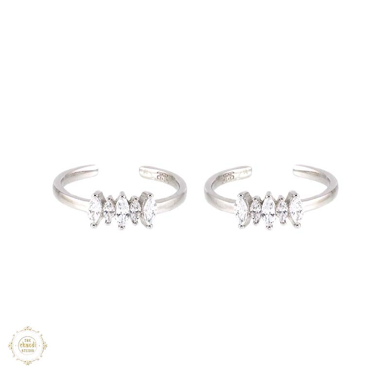 Sterling Silver Sparkling Grace Leaf Toe Ring