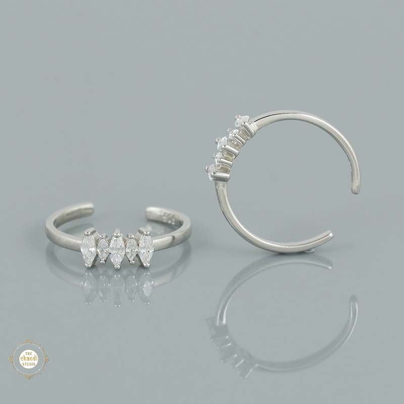 Sterling Silver Sparkling Grace Leaf Toe Ring