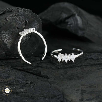 Sterling Silver Sparkling Grace Leaf Toe Ring