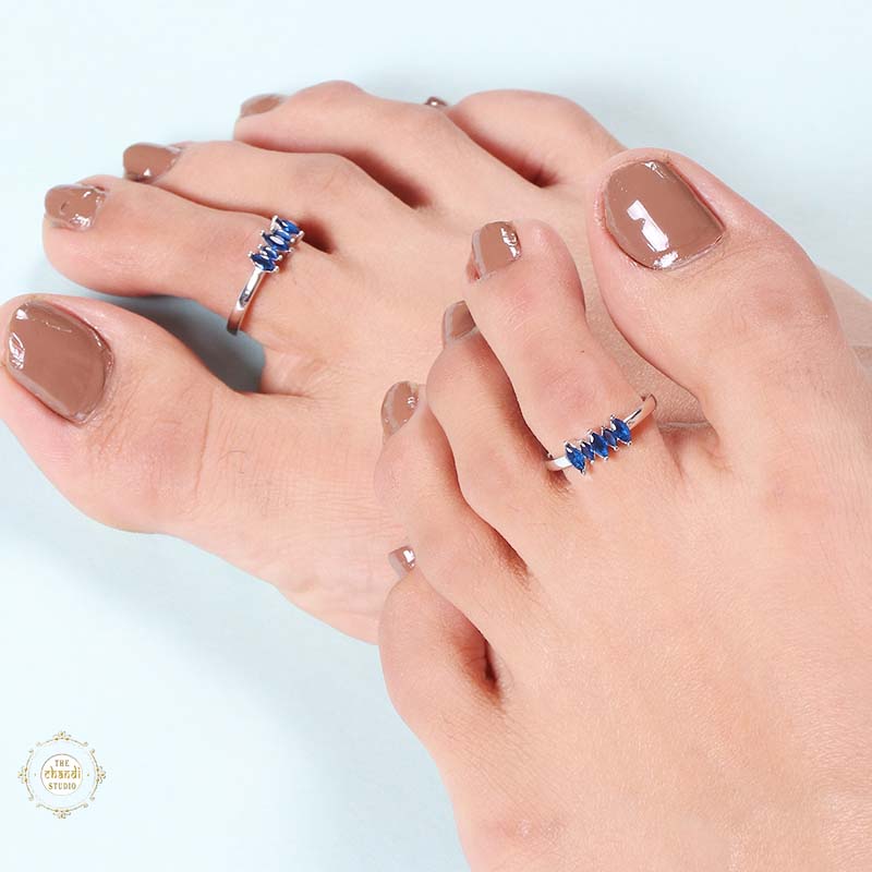 Sterling Silver Sparkling Grace Leaf Toe Ring