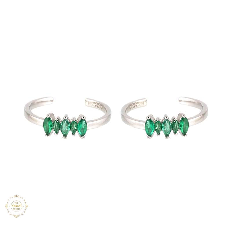 Sterling Silver Sparkling Grace Leaf Toe Ring