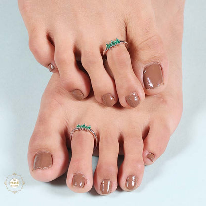Sterling Silver Sparkling Grace Leaf Toe Ring