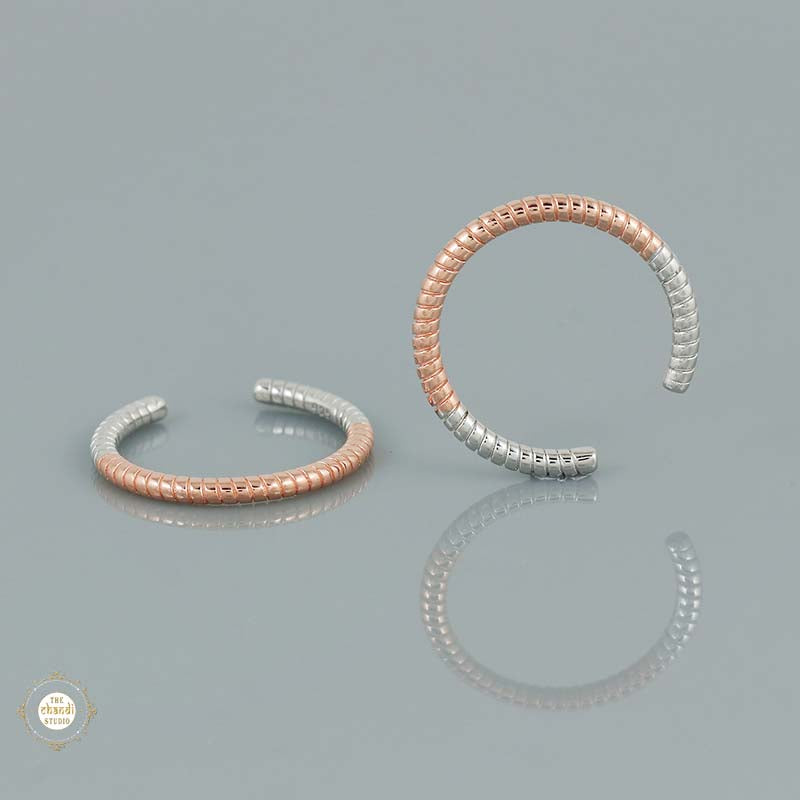 Sterling Silver Sparkling Dual Tone Toe Ring