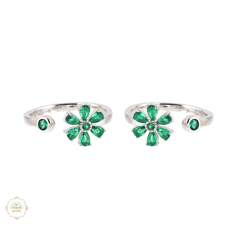 Sterling Silver Sparkling  Blooming Beauty Toe Ring