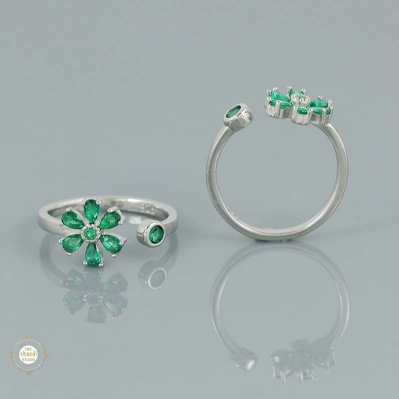 Sterling Silver Sparkling  Blooming Beauty Toe Ring