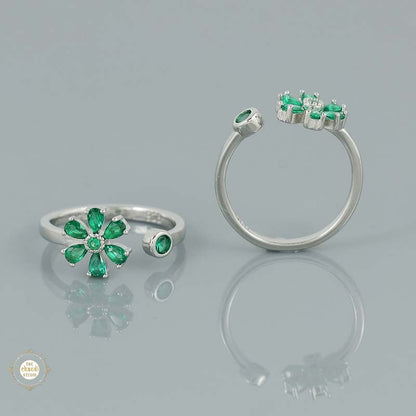 Sterling Silver Sparkling  Blooming Beauty Toe Ring