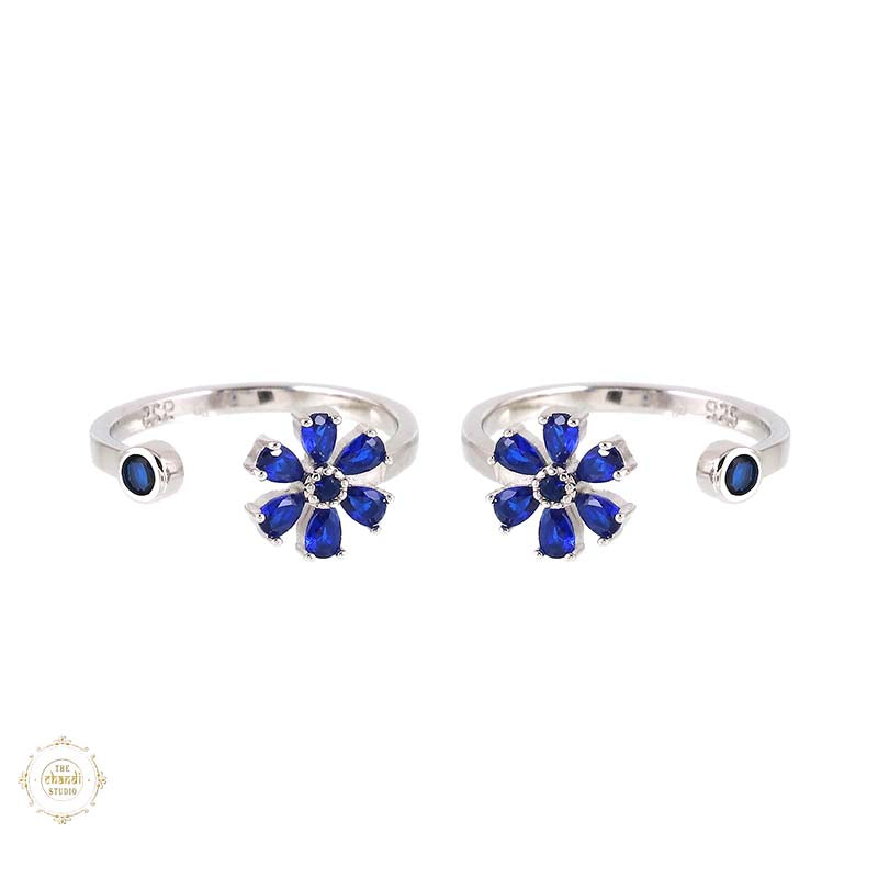 Sterling Silver Sparkling  Blooming Beauty Toe Ring