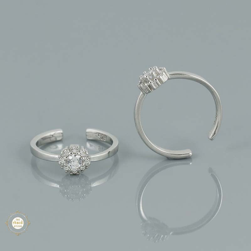 Sterling Silver Sparkling Twilight Flower Ring