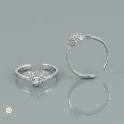 Sterling Silver Sparkling Twilight Flower Ring