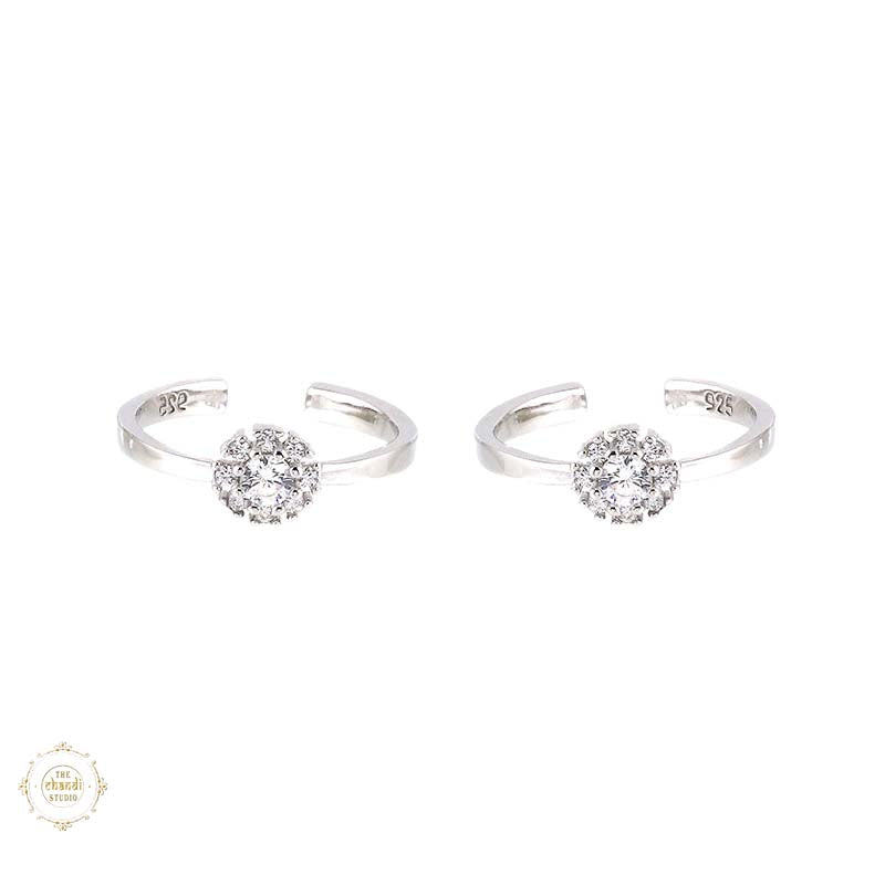Sterling Silver Sparkling Twilight Flower Ring