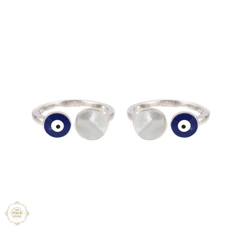 Sterling Silver Sparkling evil eye toe ring