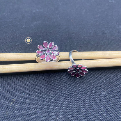 Pure 925 Sterling Silver Flower Toe Ring