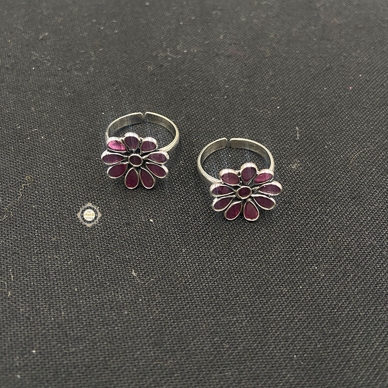 Pure 925 Sterling Silver Flower Toe Ring