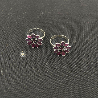Pure 925 Sterling Silver Flower Toe Ring