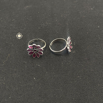 Pure 925 Sterling Silver Flower Toe Ring