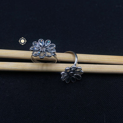 Pure 925 Sterling Silver Flower Toe Ring