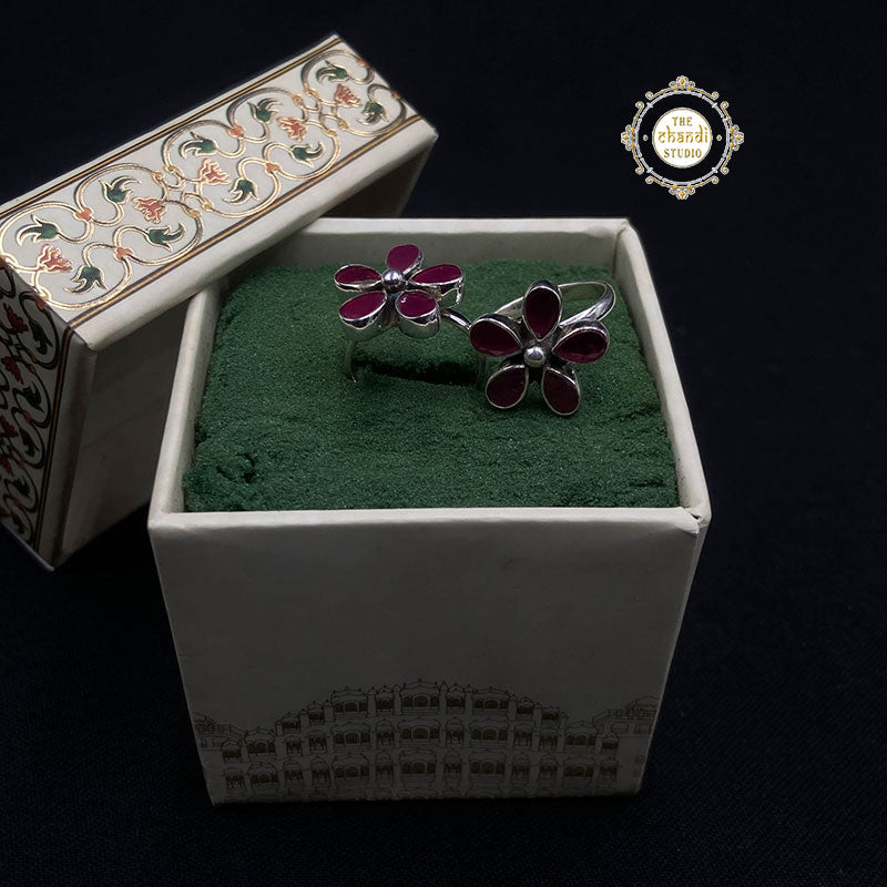 Dainty Flower Toe Ring 925 Pure Silver