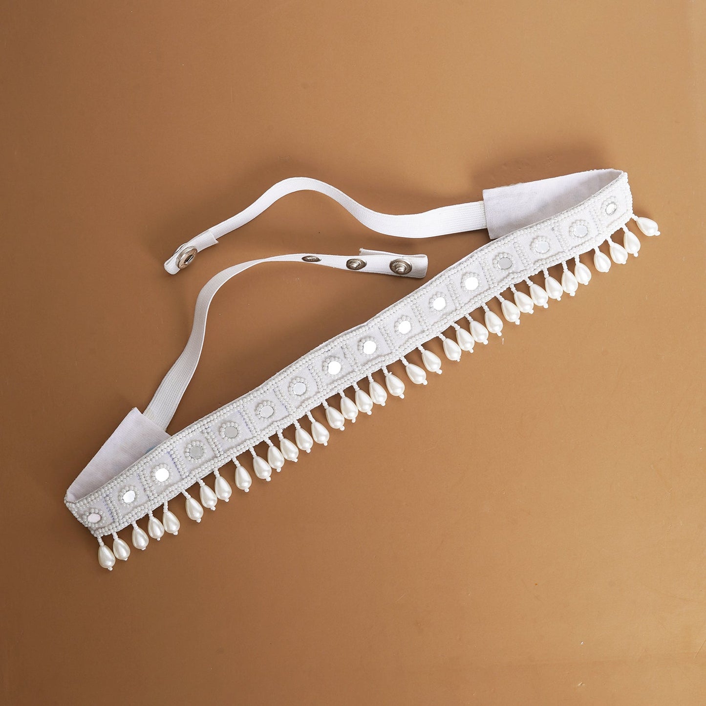 Teejh Saraayu Bead Mirror White Belt