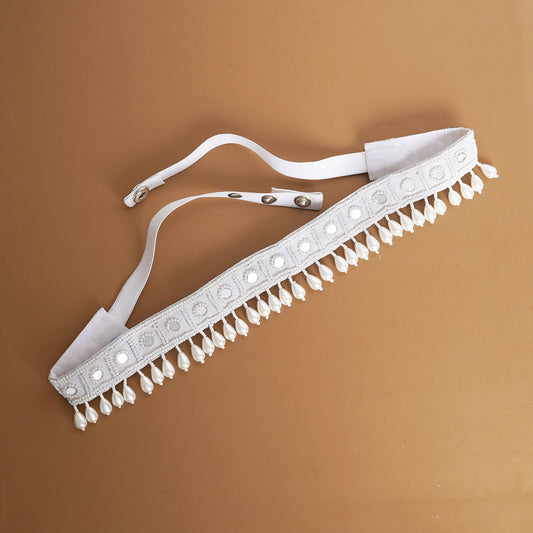 Teejh Saraayu Bead Mirror White Belt