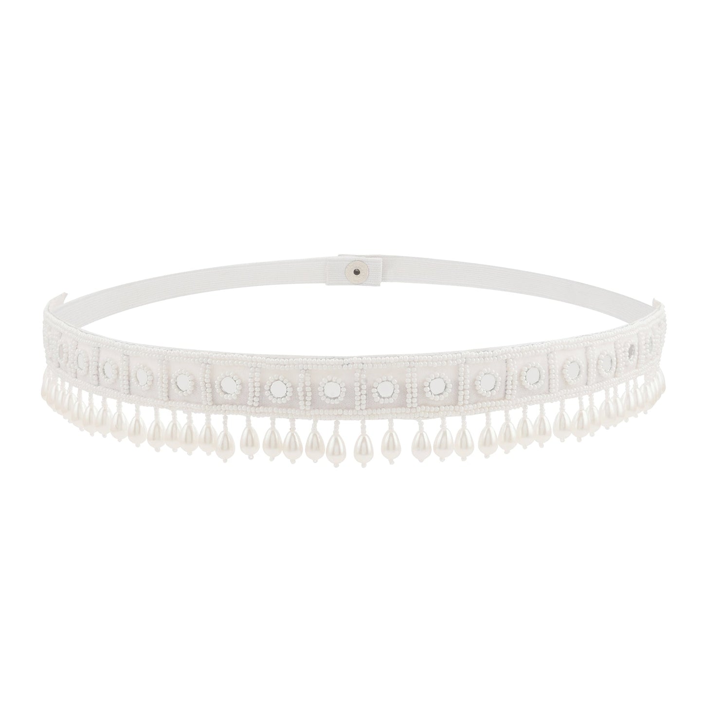 Teejh Saraayu Bead Mirror White Belt