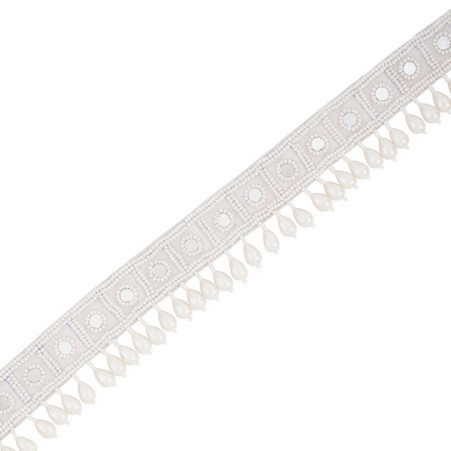 Teejh Saraayu Bead Mirror White Belt