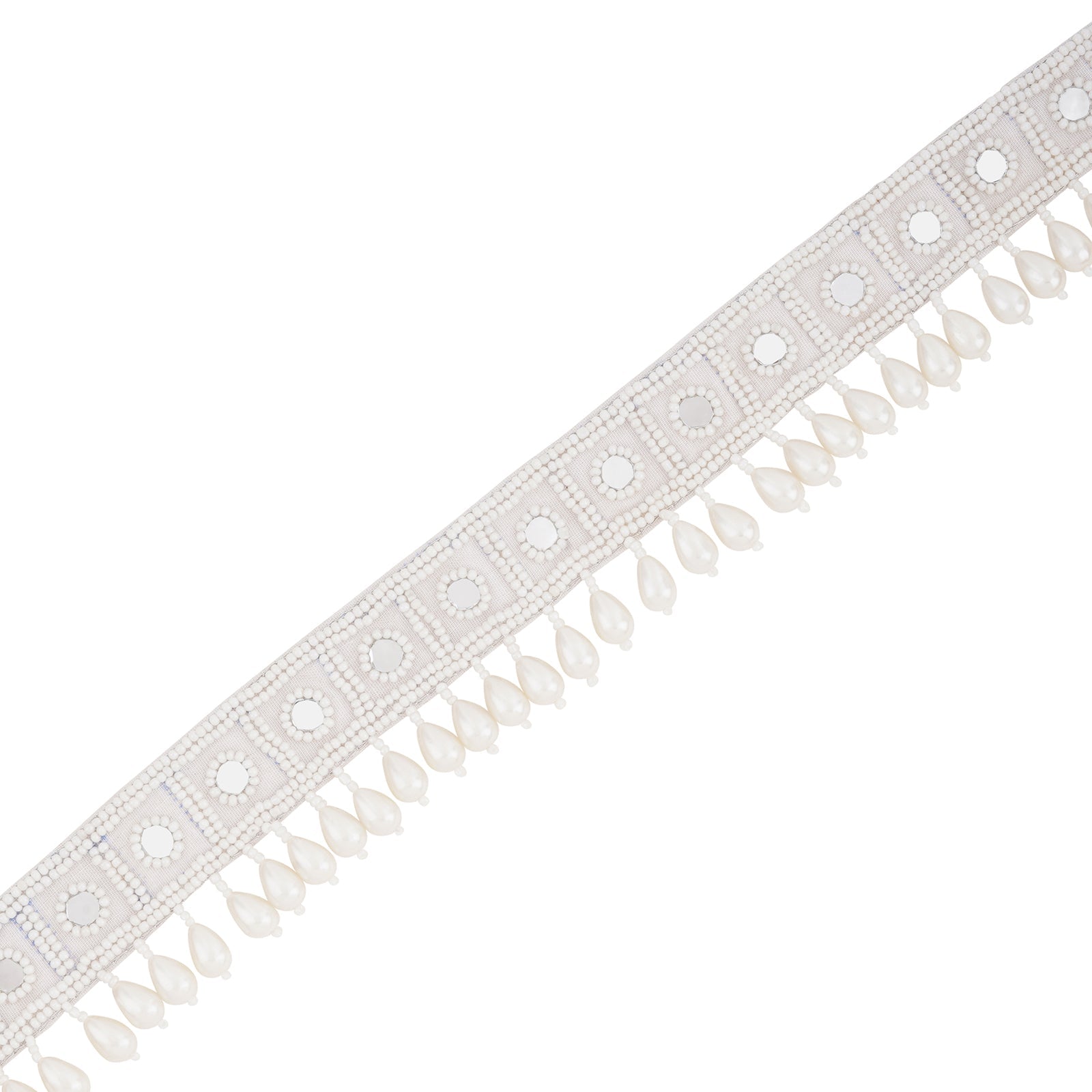 Teejh Saraayu Bead Mirror White Belt