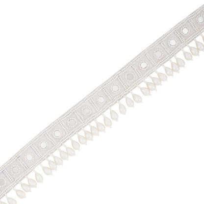 Teejh Saraayu Bead Mirror White Belt
