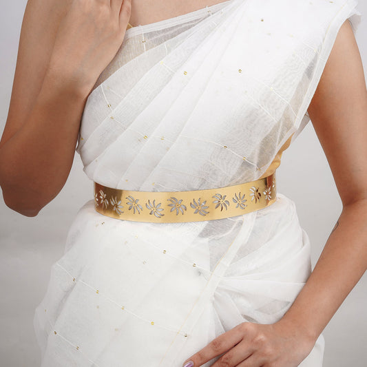 Teejh Izumi Floral Gold Mettalic Belt
