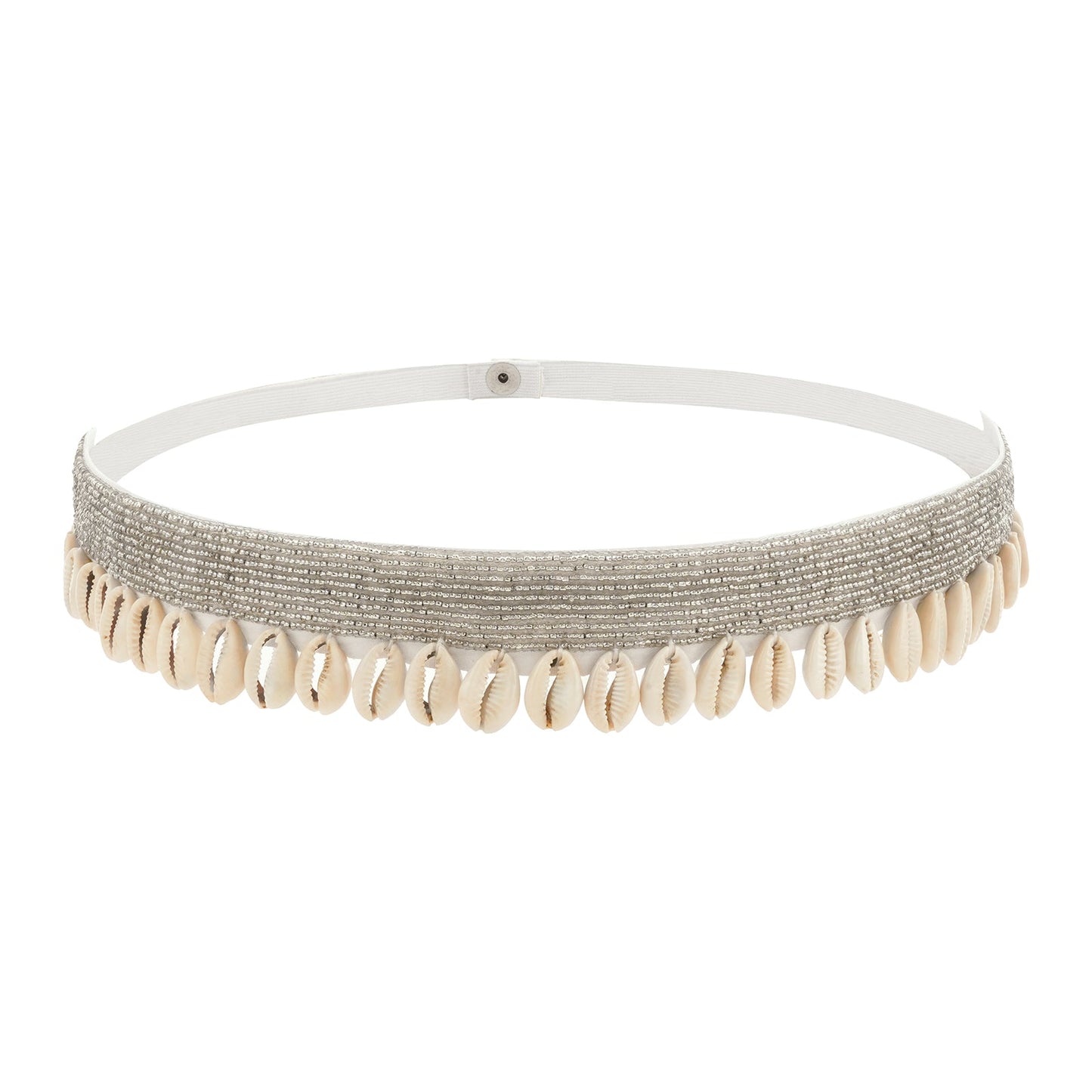 Teejh Ambrai Bead Shell Silver Belt