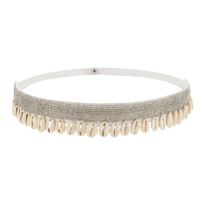 Teejh Ambrai Bead Shell Silver Belt