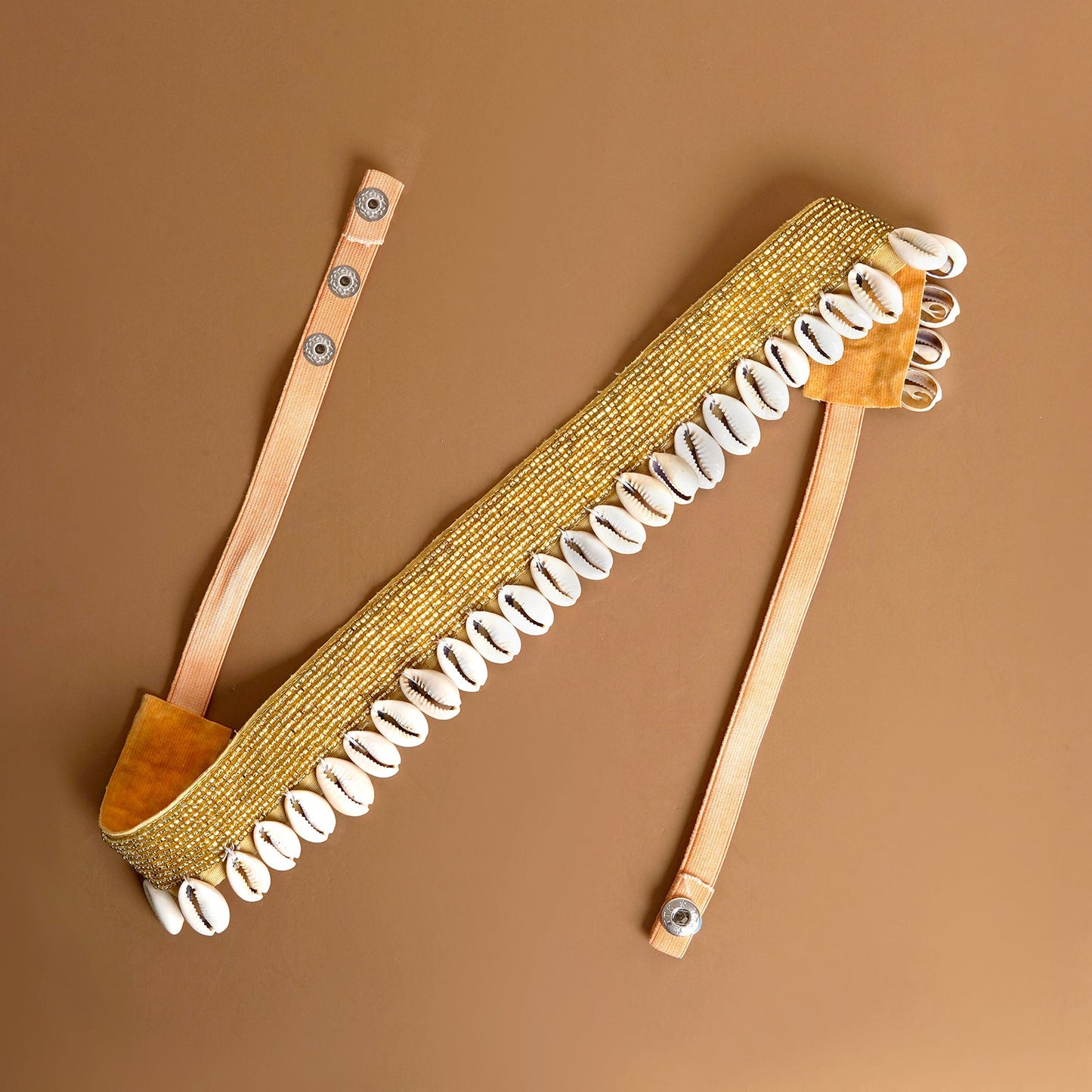 Teejh Ambrai Bead Shell Gold Belt