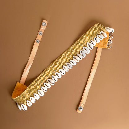 Teejh Ambrai Bead Shell Gold Belt