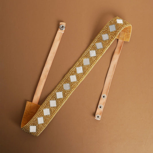 Teejh Kahani Bead Mirror Gold Belt