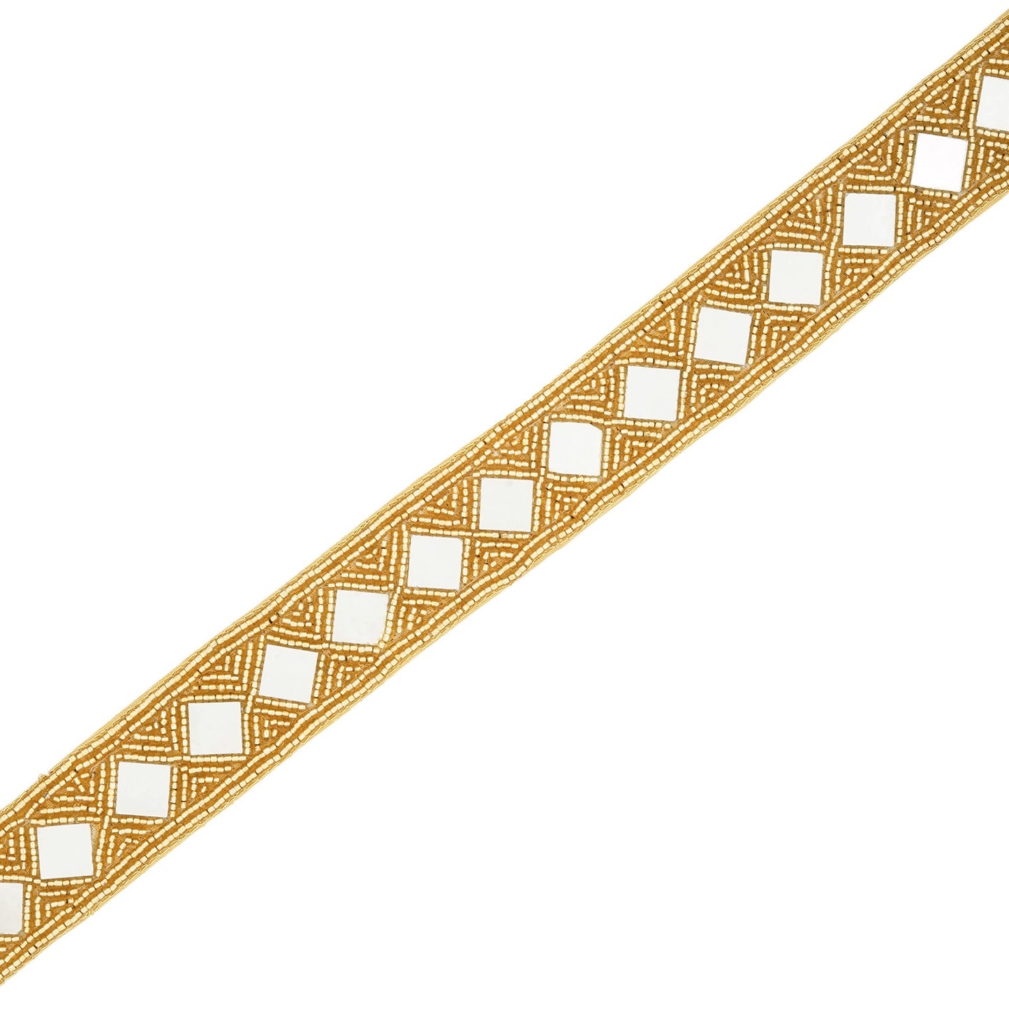 Teejh Kahani Bead Mirror Gold Belt
