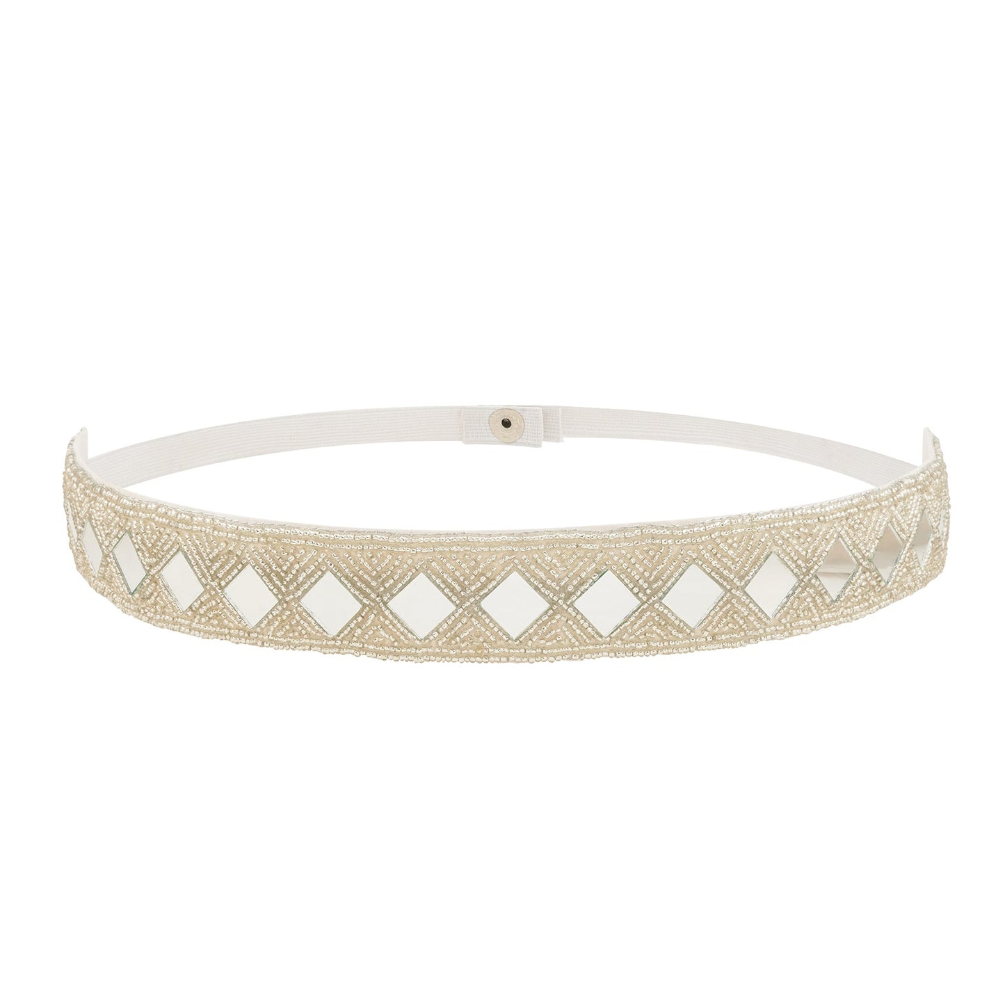 Teejh Kahani Bead Mirror Silver Belt