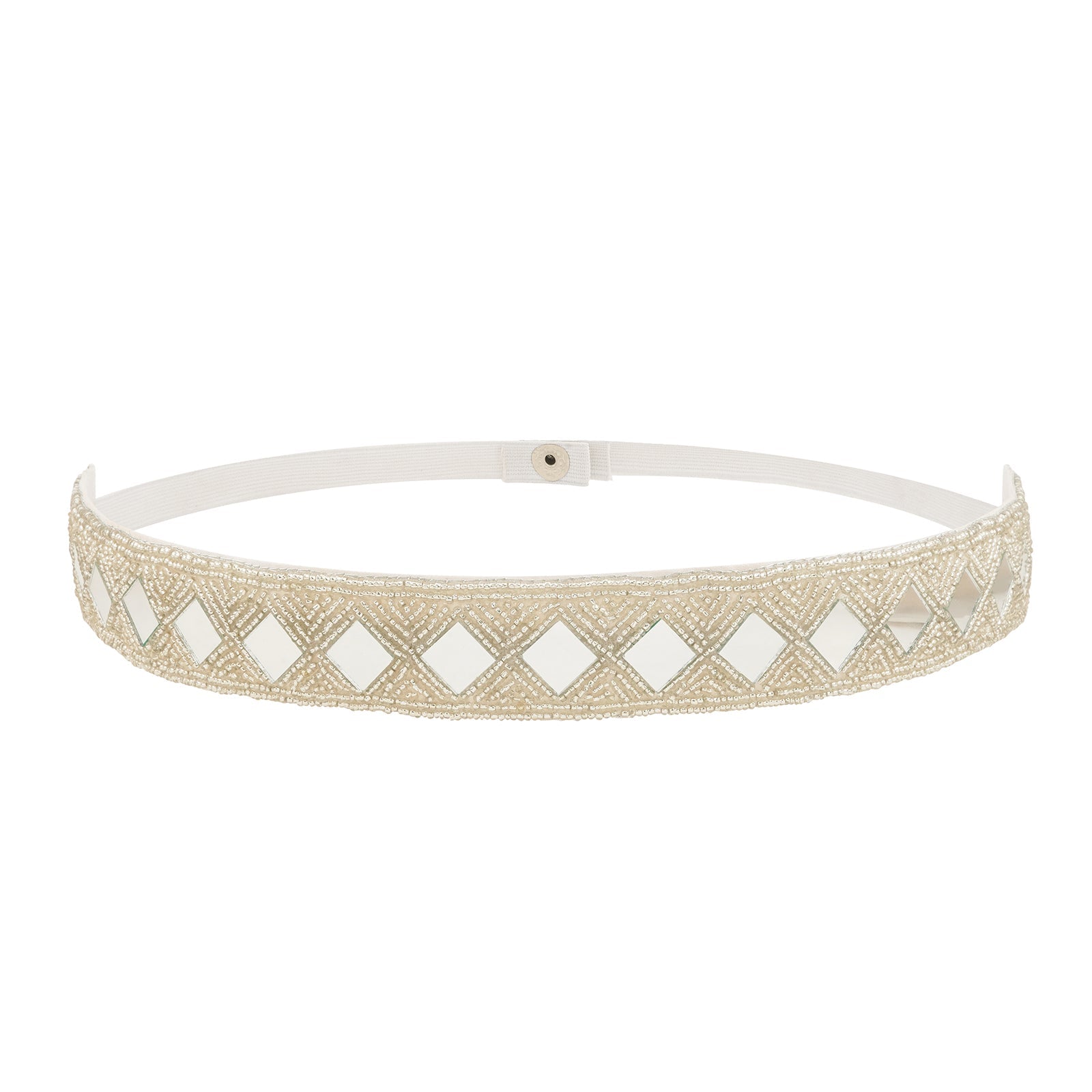 Teejh Kahani Bead Mirror Silver Belt