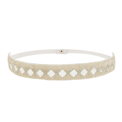 Teejh Kahani Bead Mirror Silver Belt