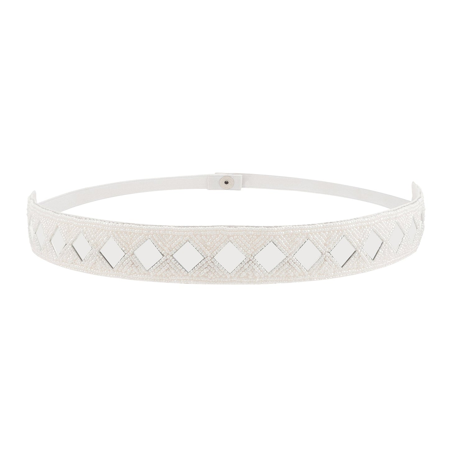 Teejh Kahani Bead Mirror White Belt