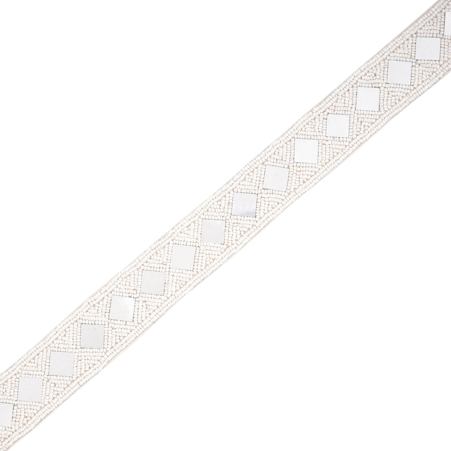 Teejh Kahani Bead Mirror White Belt