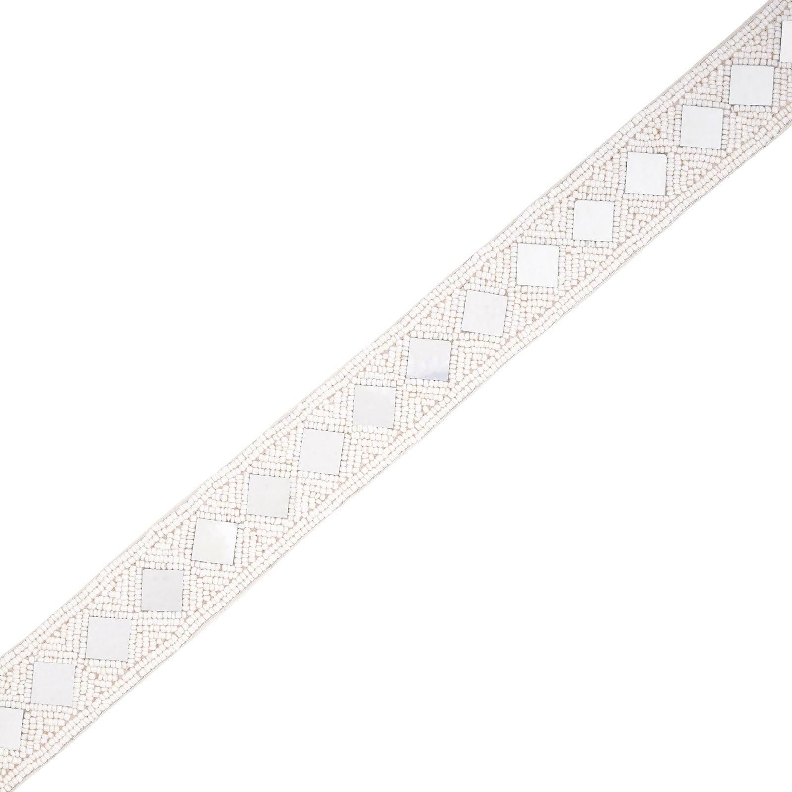 Teejh Kahani Bead Mirror White Belt