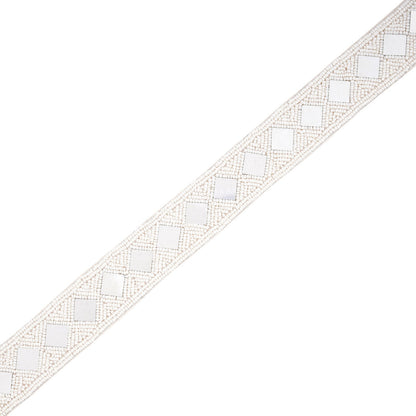 Teejh Kahani Bead Mirror White Belt