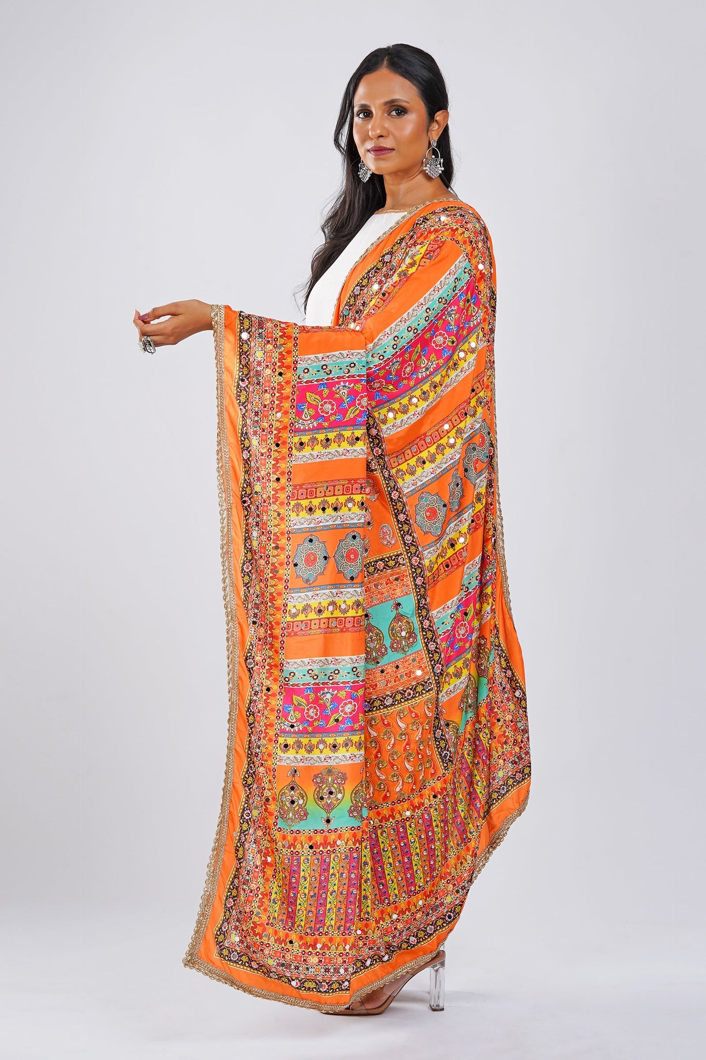 Teejh Patola Embellished Printed Dupatta