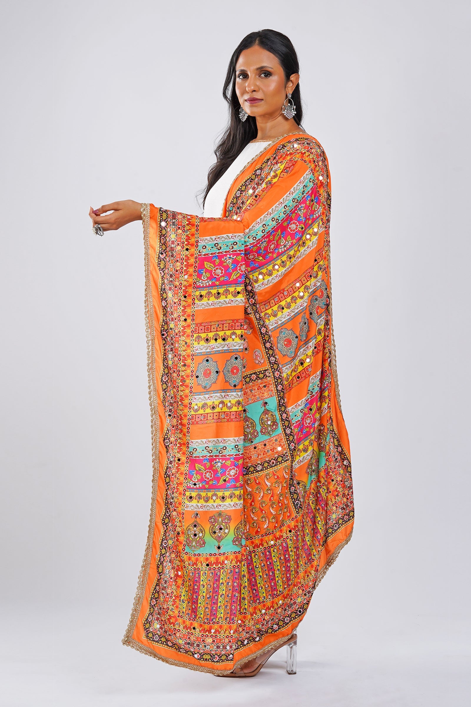 Teejh Patola Embellished Printed Dupatta