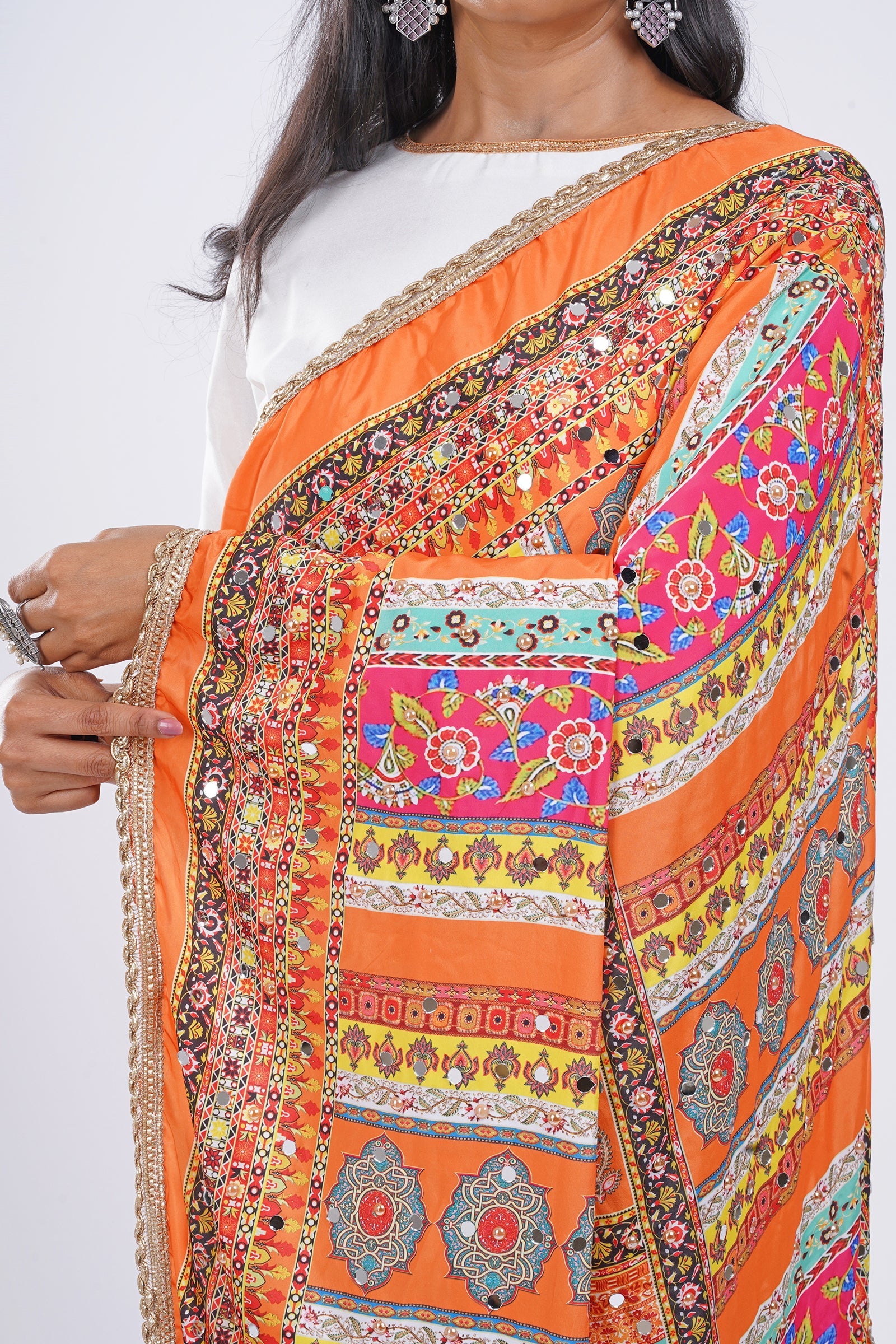 Teejh Patola Embellished Printed Dupatta