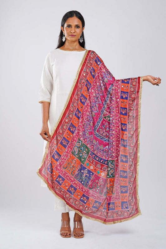 Teejh Leela Embellished Printed Dupatta