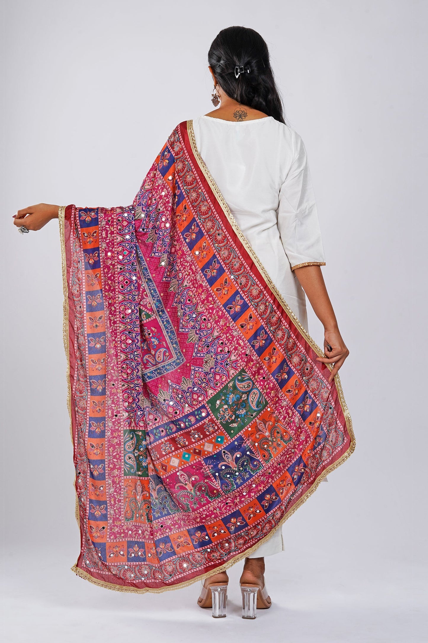 Teejh Leela Embellished Printed Dupatta