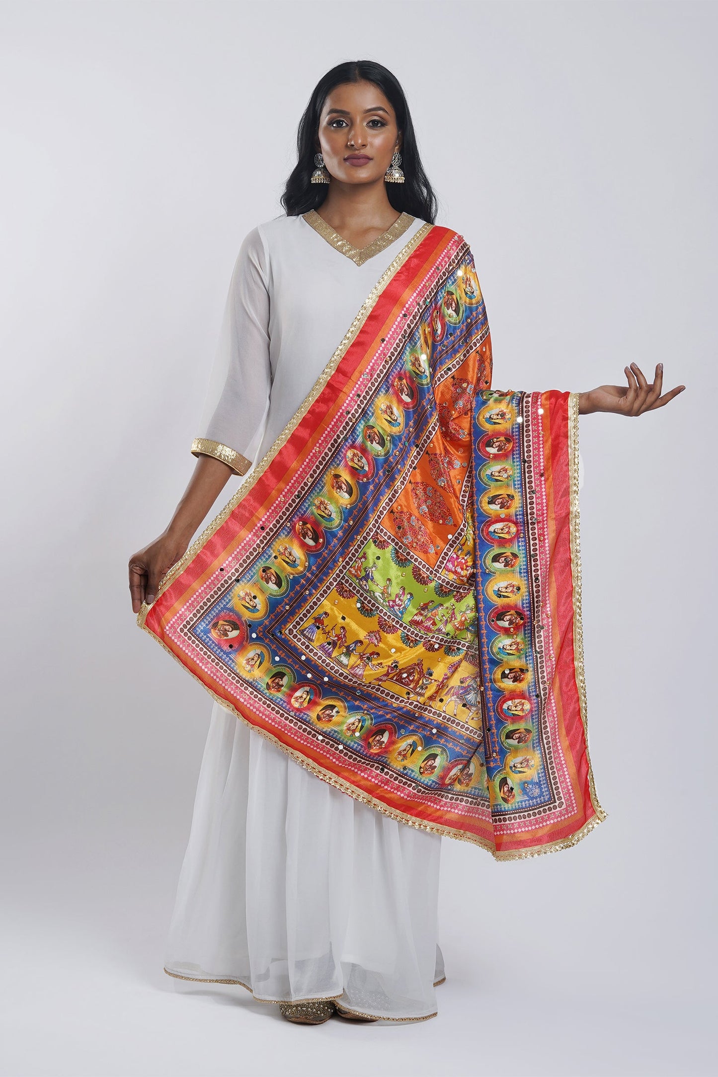 Teejh Meherbaan Embellished Printed Dupatta
