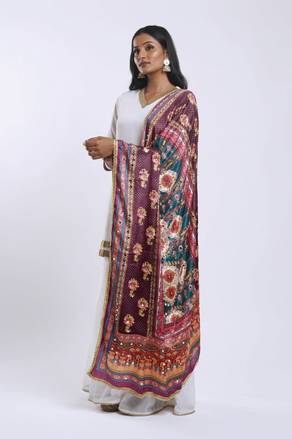 Teejh Aabhaara Embellished Printed Dupatta